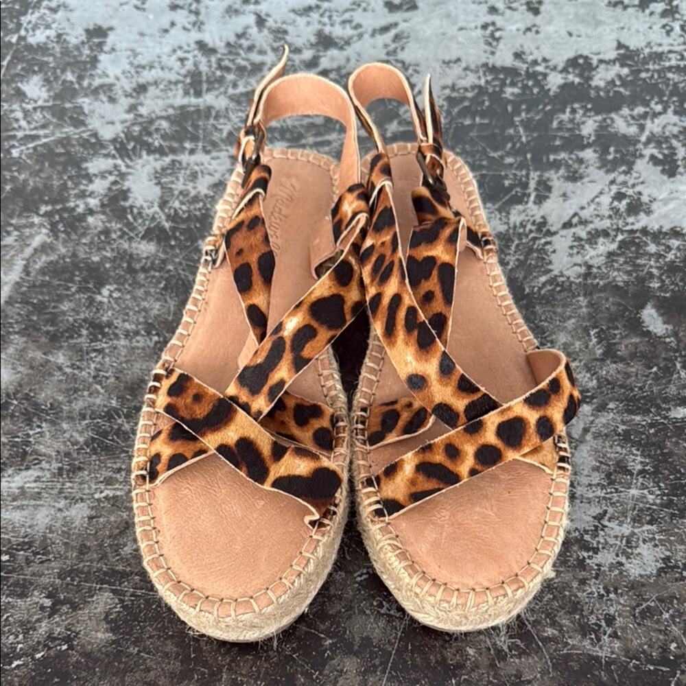 Madewell Leopard Leather Calf Hair Malia Espadrille Sandals Size 9 - Picture 2 of 5